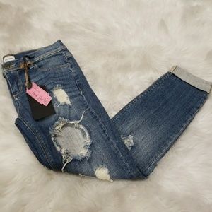 BNWT Sneak Peek cuffed Boyfriend Jeans